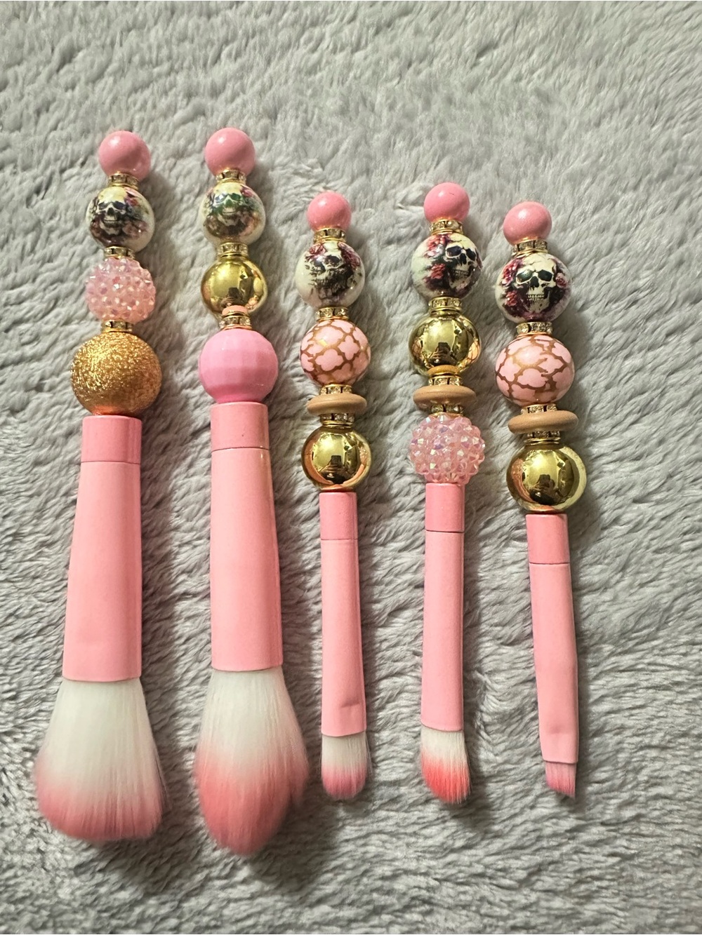 Pink Beaded Make Up Brushes